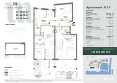 5 pokoi, apartament inwestycyjny 152,73 m², piętro 3, oferta nr A1, Lowen Marina, Giżycko, ul. Świętego Brunona