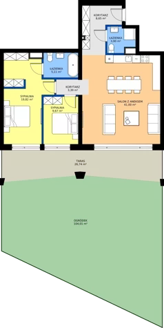 3 pokoje, mieszkanie 91,82 m², parter, oferta nr A1, Lowen Marina, Giżycko, ul. Świętego Brunona
