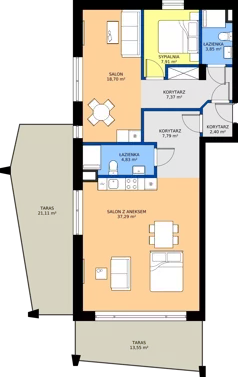 3 pokoje, mieszkanie 90,38 m², piętro 1, oferta nr A1, Lowen Marina, Giżycko, ul. Świętego Brunona