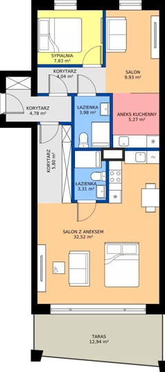 3 pokoje, apartament inwestycyjny 78,34 m², piętro 2, oferta nr A1, Lowen Marina, Giżycko, ul. Świętego Brunona