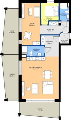 3 pokoje, mieszkanie 90,39 m², piętro 2, oferta nr A1, Lowen Marina, Giżycko, ul. Świętego Brunona
