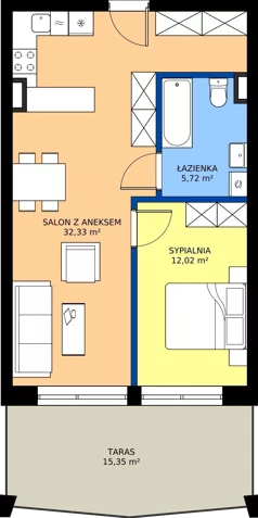 2 pokoje, mieszkanie 50,07 m², piętro 1, oferta nr B1, Lowen Marina, Giżycko, ul. Świętego Brunona