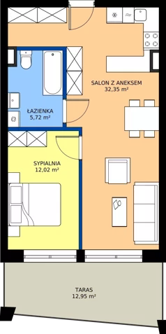 2 pokoje, mieszkanie 50,09 m², piętro 1, oferta nr B1, Lowen Marina, Giżycko, ul. Świętego Brunona
