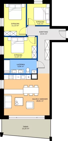 4 pokoje, mieszkanie 78,87 m², piętro 1, oferta nr B1, Lowen Marina, Giżycko, ul. Świętego Brunona