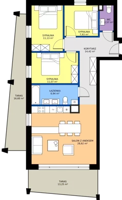 4 pokoje, mieszkanie 82,68 m², piętro 3, oferta nr B1, Lowen Marina, Giżycko, ul. Świętego Brunona