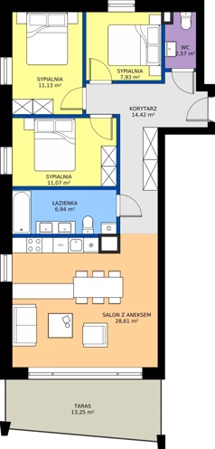 4 pokoje, mieszkanie 82,67 m², piętro 2, oferta nr B1, Lowen Marina, Giżycko, ul. Świętego Brunona