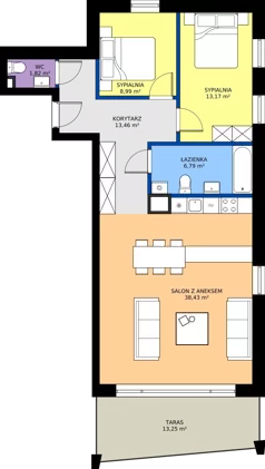 4 pokoje, mieszkanie 82,66 m², piętro 2, oferta nr B1, Lowen Marina, Giżycko, ul. Świętego Brunona