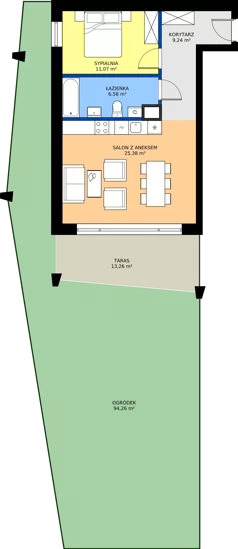 2 pokoje, mieszkanie 52,27 m², parter, oferta nr B1, Lowen Marina, Giżycko, ul. Świętego Brunona