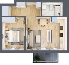 2 pokoje, mieszkanie 45,56 m², piętro 1, oferta nr B/64, Sycylijska, Warszawa, Mokotów, Stegny, ul. Sycylijska