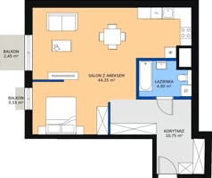 1 pokój, mieszkanie 60,69 m², piętro 4, oferta nr 43, Biała Kamienica, Łódź, Śródmieście, Osiedle Katedralna, ul. Więckowskiego 12