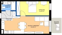 2 pokoje, mieszkanie 46,01 m², piętro 1, oferta nr 12, Strumykowa, Warszawa, Białołęka, Nowodwory, ul. Strumykowa