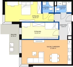 3 pokoje, mieszkanie 73,42 m², piętro 1, oferta nr 33, Strumykowa, Warszawa, Białołęka, Nowodwory, ul. Strumykowa