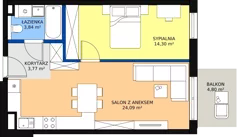 2 pokoje, mieszkanie 46,09 m², piętro 1, oferta nr 34, Strumykowa, Warszawa, Białołęka, Nowodwory, ul. Strumykowa