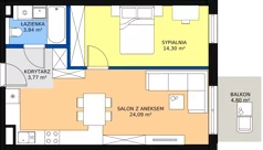 2 pokoje, mieszkanie 46,01 m², piętro 1, oferta nr 36, Strumykowa, Warszawa, Białołęka, Nowodwory, ul. Strumykowa