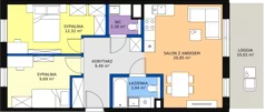 3 pokoje, mieszkanie 58,59 m², piętro 2, oferta nr 70, Strumykowa, Warszawa, Białołęka, Nowodwory, ul. Strumykowa