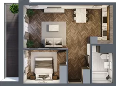 2 pokoje, mieszkanie 45,57 m², piętro 1, oferta nr B11, Karolewska 60, Łódź, Polesie, Karolew, ul. Karolewska 54/60