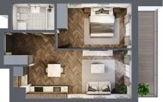 2 pokoje, mieszkanie 42,59 m², piętro 1, oferta nr B14, Karolewska 60, Łódź, Polesie, Karolew, ul. Karolewska 54/60