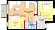 3 pokoje, mieszkanie 54,95 m², piętro 1, oferta nr 79B, Osiedle Młodych, Janczewice, ul. Jedności