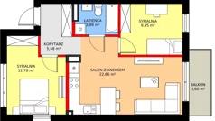 3 pokoje, mieszkanie 54,95 m², piętro 1, oferta nr 75B, Osiedle Młodych, Janczewice, ul. Jedności