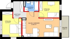 3 pokoje, mieszkanie 54,95 m², piętro 1, oferta nr 94B, Osiedle Młodych, Janczewice, ul. Jedności