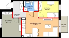 3 pokoje, mieszkanie 54,95 m², piętro 1, oferta nr 84B, Osiedle Młodych, Janczewice, ul. Jedności