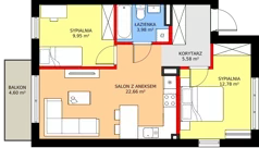 3 pokoje, mieszkanie 54,95 m², piętro 1, oferta nr 76B, Osiedle Młodych, Janczewice, ul. Jedności