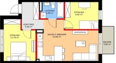 3 pokoje, mieszkanie 54,95 m², piętro 1, oferta nr 73B, Osiedle Młodych, Janczewice, ul. Jedności