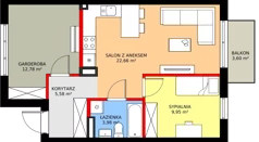 3 pokoje, mieszkanie 54,95 m², piętro 1, oferta nr 87B, Osiedle Młodych, Janczewice, ul. Jedności