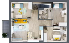 4 pokoje, mieszkanie 64,03 m², piętro 1, oferta nr 44B, Domy na Witosa, Radzymin, ul. Wincentego Witosa
