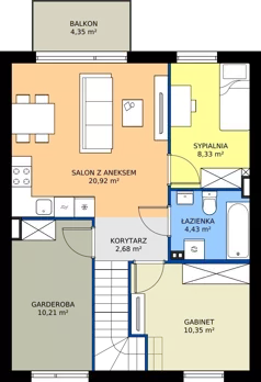 4 pokoje, mieszkanie 62,57 m², piętro 1, oferta nr 58B, Domy na Witosa - mieszkania, Radzymin, ul. Wincentego Witosa