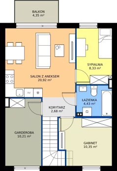 4 pokoje, mieszkanie 62,57 m², piętro 1, oferta nr 68B, Domy na Witosa - mieszkania, Radzymin, ul. Wincentego Witosa
