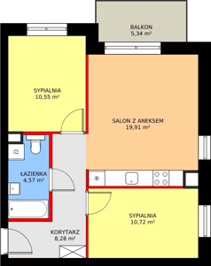 3 pokoje, mieszkanie 53,92 m², piętro 4, oferta nr D2/P4/5, Osiedle Jodłowa etap II, Oława, ul. Jodłowa