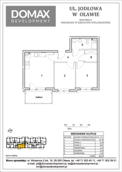 3 pokoje, mieszkanie 46,54 m², piętro 2, oferta nr D1/P2/6, Osiedle Jodłowa etap II, Oława, ul. Jodłowa