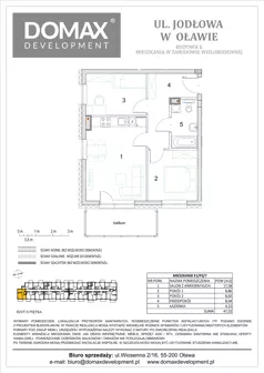3 pokoje, mieszkanie 47,52 m², piętro 2, oferta nr E1/P2/7, Osiedle Jodłowa etap III budynek E, Oława, ul. Jodłowa 42-44