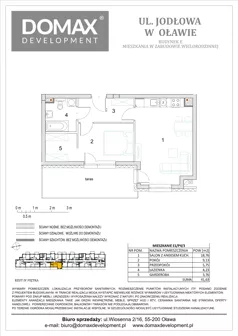 2 pokoje, mieszkanie 41,63 m², piętro 4, oferta nr E1/P4/3, Osiedle Jodłowa etap III budynek E, Oława, ul. Jodłowa 42-44