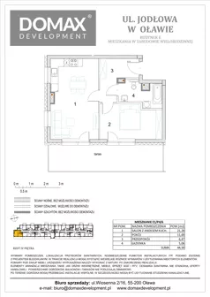 2 pokoje, mieszkanie 44,50 m², piętro 4, oferta nr E1/P4/6, Osiedle Jodłowa etap III budynek E, Oława, ul. Jodłowa 42-44
