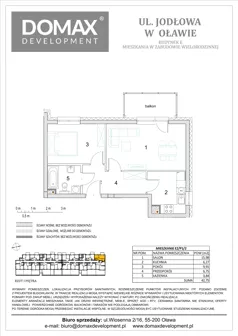 2 pokoje, mieszkanie 42,75 m², piętro 1, oferta nr E2/P1/2, Osiedle Jodłowa etap III budynek E, Oława, ul. Jodłowa 42-44
