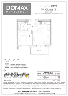 2 pokoje, mieszkanie 39,80 m², piętro 3, oferta nr E2/P3/4, Osiedle Jodłowa etap III budynek E, Oława, ul. Jodłowa 42-44