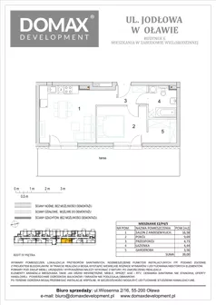 2 pokoje, mieszkanie 39,00 m², piętro 4, oferta nr E2/P4/5, Osiedle Jodłowa etap III budynek E, Oława, ul. Jodłowa 42-44