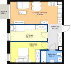 3 pokoje, mieszkanie 55,48 m², piętro 2, oferta nr 23, Seaport, Gdynia, Grabówek, ul. Kołłątaja 18