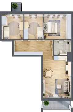 4 pokoje, mieszkanie 77,84 m², piętro 1, oferta nr 65, Osiedle Panorama, Lublin, Kośminek, Majdanek, ul. Garbarska 18A/18B 