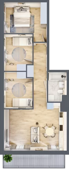 4 pokoje, mieszkanie 66,77 m², piętro 6, oferta nr 34, Osiedle Panorama, Lublin, Kośminek, Majdanek, ul. Garbarska 18A/18B 