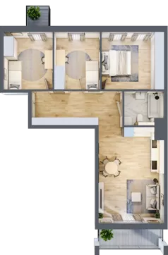 4 pokoje, mieszkanie 77,85 m², piętro 3, oferta nr 73, Osiedle Panorama, Lublin, Kośminek, Majdanek, ul. Garbarska 18A/18B 