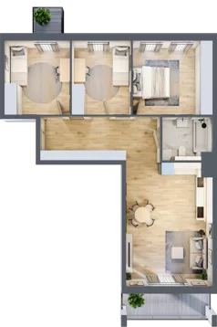 4 pokoje, mieszkanie 79,62 m², piętro 1, oferta nr 109, Osiedle Panorama, Lublin, Kośminek, Majdanek, ul. Garbarska 18A/18B 