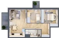 3 pokoje, mieszkanie 54,79 m², parter, oferta nr 107, Osiedle Panorama, Lublin, Kośminek, Majdanek, ul. Garbarska 18A/18B 