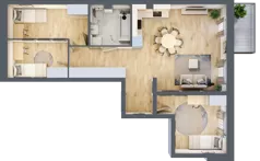 4 pokoje, mieszkanie 66,81 m², piętro 3, oferta nr LM.37, Osiedle Centrum Park, Legnica, ul. Mickiewicza 44/45