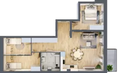 4 pokoje, mieszkanie 66,24 m², piętro 3, oferta nr LM.15, Osiedle Centrum Park, Legnica, ul. Mickiewicza 44/45