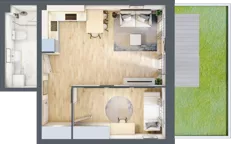2 pokoje, mieszkanie 42,05 m², parter, oferta nr LM.33, Osiedle Centrum Park, Legnica, ul. Mickiewicza 44/45