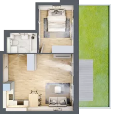 2 pokoje, mieszkanie 42,79 m², parter, oferta nr LM.4, Osiedle Centrum Park, Legnica, ul. Mickiewicza 44/45