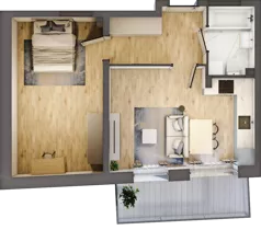 2 pokoje, mieszkanie 42,86 m², piętro 3, oferta nr LM.53, Osiedle Centrum Park, Legnica, ul. Mickiewicza 44/45